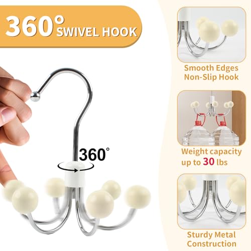 4 Pack Hoodie Hanger for Organizer 360° Swivel Closet Hooks for Belt, Space-Saving Hanger Bra Storage, Accessorise Organizer for Tie, Hat, Tanktop, Scarf, Purse Cream 4 PCS