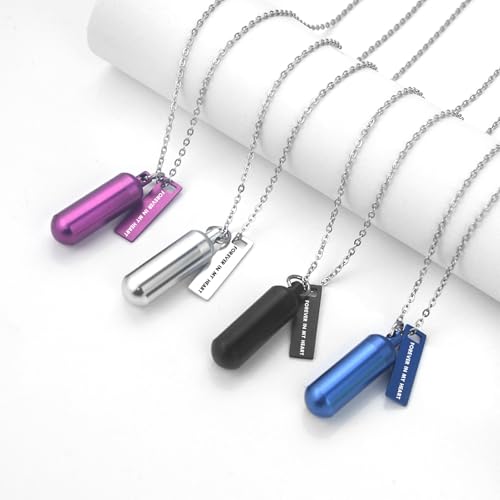 8Pcs Urn Necklace for Ashes Tree of Life Cremation Urn Waterproof Carved Ashes Locket with Cylinder Jewelry for Ashes with Forever in my heart ﻿ ﻿ (8Pcs)
