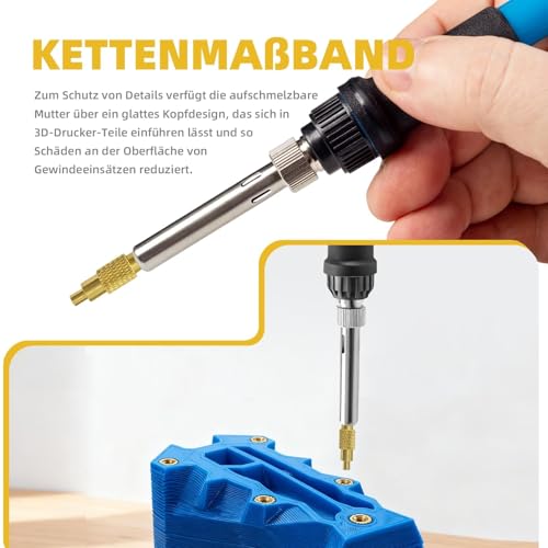 8-Piece Soldering Iron Melting Aid Brass Tips Set - 3D Printer Accessories with Internal Thread Knurled Nuts, 936 & 900M/T18 Soldering Iron Tips for Thread Insert Melting Nuts M2 M3 M4 M5 M6 M8