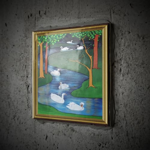 4 Inch Ceramic Tile - Seven Swans A Swimming- Art Nouveau, Stained Glass, Religious Symbolism, Twelve Days of Christmas Acrylic Painting - Swans