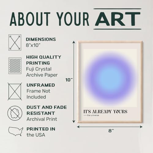 Inspirational Quotes for Women - Zen Wall Art - spiritual Decor - Motivational Gifts - Success Wall Art - Womens Office Decoration - Living room Artwork - Aesthetic Home Picture - Blue Aura Print