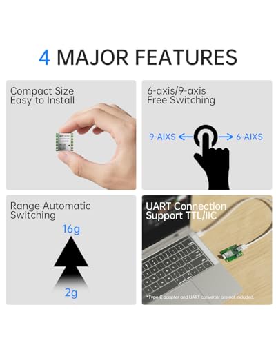 [10-Axis IMU Module] WT901B Tilt Sensor, 3-axis Accelerometer+Gyroscope+Magnetometer+Inclinometer+Barometer+Altitude, MPU9250 9-axis Acceleration Sensor