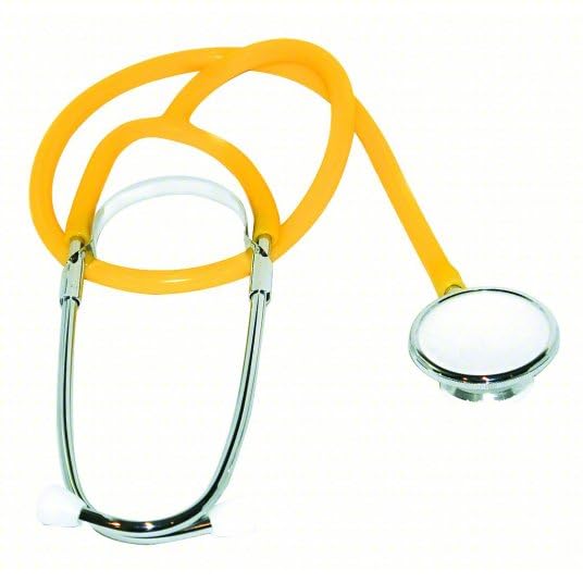 [Australia - AusPower] - Stethoscope – 22” Long Tubing, Lightweight Stethoscope with Aluminum Chestpiece – Single Head, Acoustic Sound Yellow Doctors, Nurses, Students, Medical and Home Use 1 