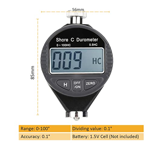 Digital Shore Durometer Hardness Tester A, Mini Shore Rubber Hardness Tester, Digital 0-100HD Durometer Shore Rubber Hardness Tester, LCD Display