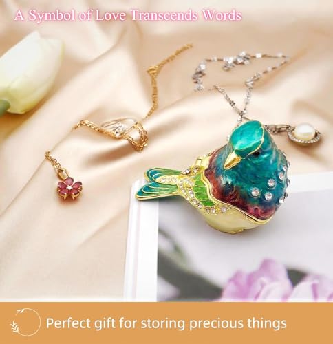 Turquoise Green Bird Jewelry Trinket Box Gift A Malachite