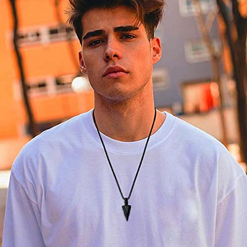 MPRAINBOW Mens Urn Necklace for Ashes,Stainless Steel Tribal Spearpoint Arrowhead Memorial Cremation Pendant,Bereavement Keepsakes Jewelry with 24Inches Box Chain Black