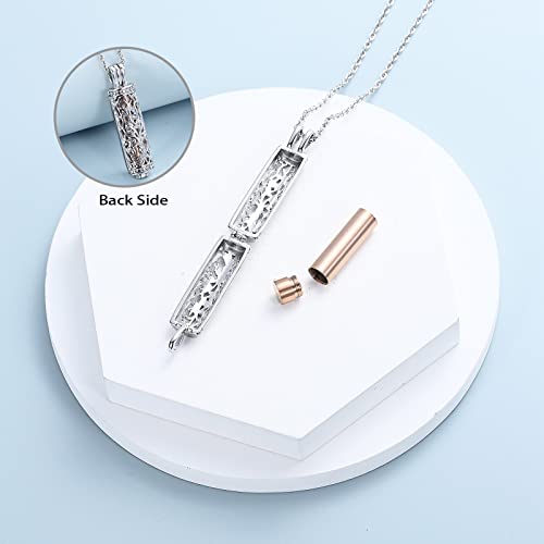 shajwo Cylinder Cremation Jewelry Tree of Life Urn Ashes Necklace for Women Men Vial Cremation Ash Pendant Loved One Memorial Jewelry