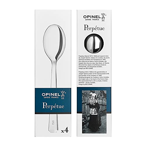 Opinel Perpétue Flatware Collection, Timeless and Elegant Stainless Steel Construction, Dishwasher Safe, Designed in France, Made in Portugal (4 Piece Table Spoon Set) 4 Piece Table Spoon Set