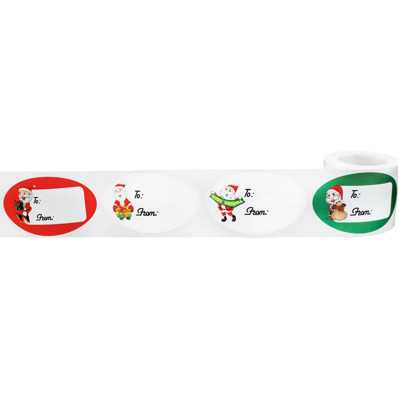 Santa Claus Presents Gifts Tags Christmas Holiday To From Labels 1 1/2 x 2 1/2 Inch 100 Total Stickers