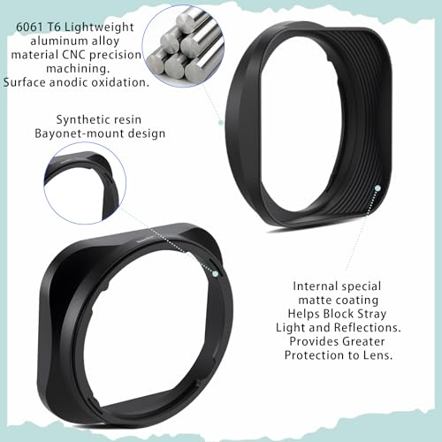 Haoge LH-X33 Lens Hood Metal Square Bayonet for Fujinon XF 16-50mm F2.8-4.8 R LM WR,XF 33mm F1.4 R LM WR Lens, Fuji XF 23mm f/1.4 R LM WR Hood Shade Black (Not with Metal Front Cap)