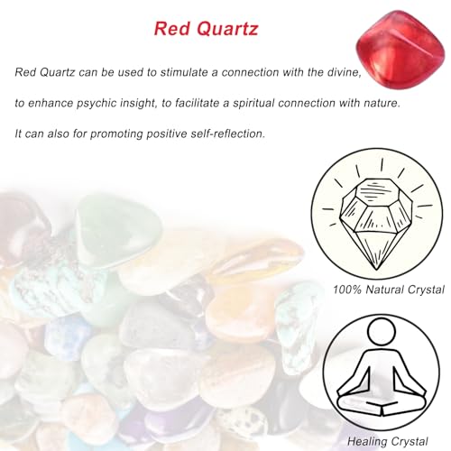 Erliway Red Quartz Crystal Tumbled Healing Stones, 1.25-2.0"