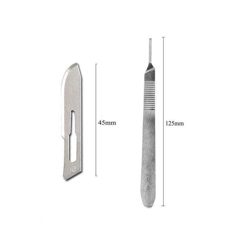 CLABMROEC Sterile Disposable Scalpel Blades No.10 with Scalpel Handle, Suitable for Cutting, Pedicure, Craft, Modeling, Cutting Materials and Leather