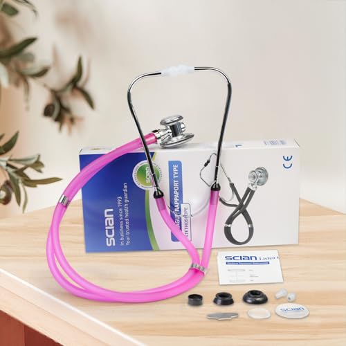 SCIAN Stethoscope Sprague Rappaport for Doctors, Nurses, Medical Students, Multifunctional Cardiology Stethoscope Double Head with Adults, Children and Toddlers, Changing Bell (Pink) pink