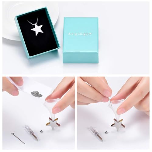 zeqingjw Star Shape Urn Necklace for Ashes Stainless Steel Urn Pendant Cremation Jewelry for Ashes Memory Keepsake Gifts Jewelry for Women Men Silver Star