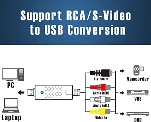[Australia - AusPower] - Video Capture Card, USB Video Capture Device,RCA to USB Audio Video Converter,VHS Mini DV VCR Hi8 DVD to Digital Converter for PC TV Tape Player Camcorder,Support PAL/NTSC,MAC Windows Vista Compatible Black-rca 