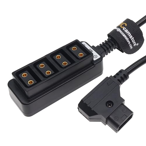 D-tap Splitter Cable D-tap Male to 4 Port Dtap Female Power Adapter for V-Mount Camera Battery P-tap Power Hub 70cm/28in