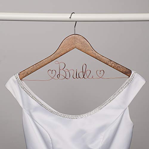 Ella Celebration Bride to Be Wedding Dress Hanger (Antique Brown with Rose Gold Wire) Antique Brown With Rose Gold Wire
