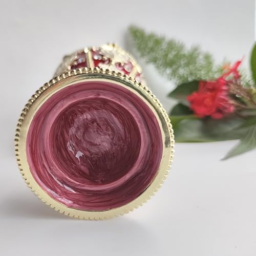 Enamel Big Pearl Easter Egg Figurine Jewelry Box Faberge Egg Hand Painted Trinket Container Ornamental For Home & Office Decor Red