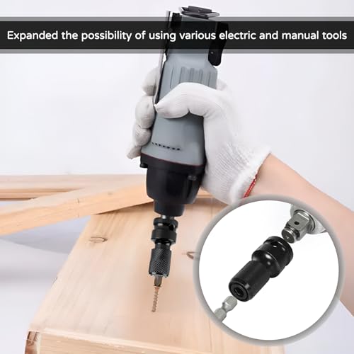 Pack of 2 Impact Wrench Bit Adapter, Bit Holder Socket Adapter, Impact Wrench Adapter Tool, 1/2 to 1/4 Inch, High Hardness Carbon Steel, Safety Clamp, Multifunctional Adapter