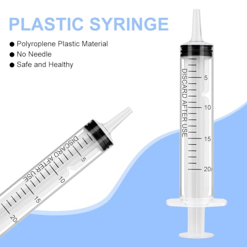 Offcup Plastic Syringe 20 ml Pack of 3 Disposable Syringes Feed Syringe | Plastic tube for small pet feeding, engine oil, brake fluid, non-medical use 20 ml x 3