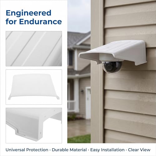 Homsfou Universal Outdoor Camera Rain Cover 10.62X10.43X3.74In Weatherproof Security Camera Protector with Sun Shade and Installation Kit