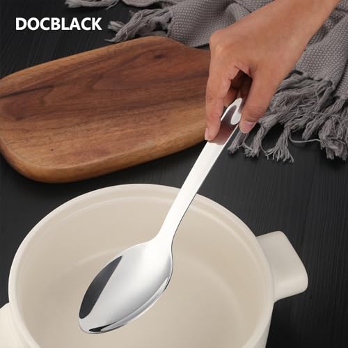 DOCBLACK 13 Inch Serving Spoons Set of 6, Heavy Duty Stainless Steel Buffet Spoons with Long Handle for Kitchen, Restaurant, Party, Dishwasher Safe (Silver, 6PCS) Silver 6PCS 13 inches