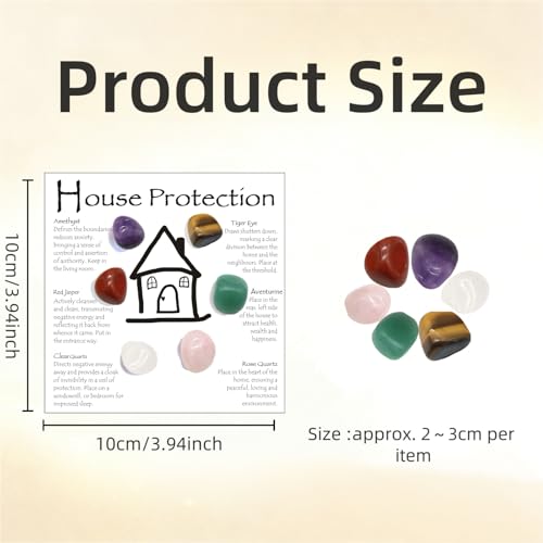 House Protection Natural Crystal Set for Negative Energy Removal, Home Protection Healing Stones for EMF Cleansing & Spiritual Blessing, Ideal for New Home Gift, Housewarming Kit