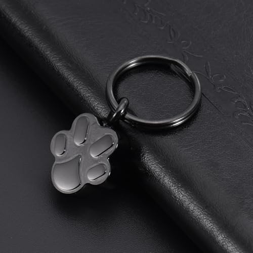 RIPFEVURN Pet Cremation Jewelry Dog Cat Paw Urn Keychain for Ashes for Women Men Memorial Keepsake Pendant Black-2