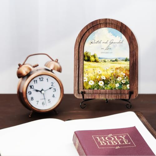 Rooted and Grounded in Love Wood Plaque Signs，Christian Desk Decor