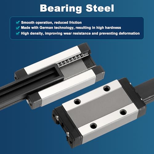 sourcing map 2 Pcs MGN9 450mm Linear Sliding Rail Guide with MGN9H Sliding Carriage Block and Mini Guide, Linear Motion Guideway for Mini Engraving CNC Machine 3D Printer