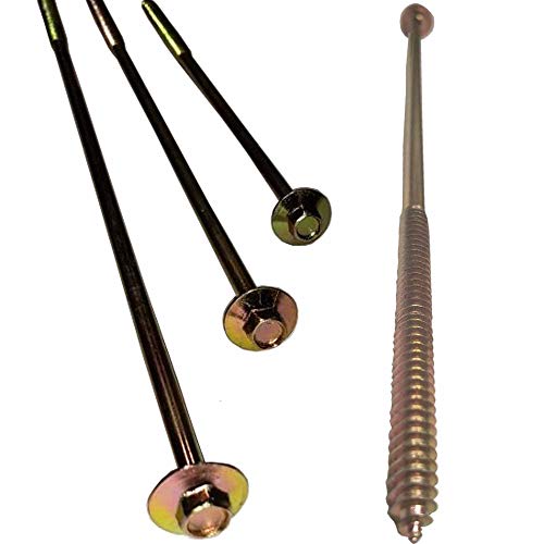 BRAUNY BOY HARDWARE #12 x 10-inch extra-long structural lag wood screws with yellow zinc coating and hex heads