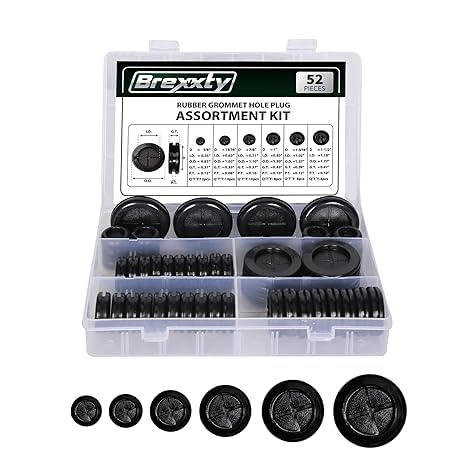 [Australia - AusPower] - 3 in 1 Rubber Grommets Kit in 8 Sizes (180 pcs), Rubber Grommets for Wiring (125 Pcs) & Rubber Grommets Plugs (52 pcs) 