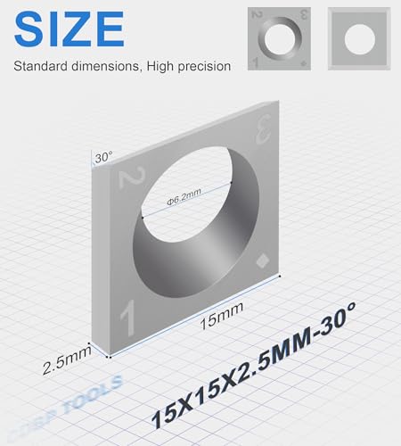 15mm Square with Carbide Cutter Inserts (15×2.5mm) for Woodturning Roughing Tool Fit for Shelix Cutterhead, 10 PCS