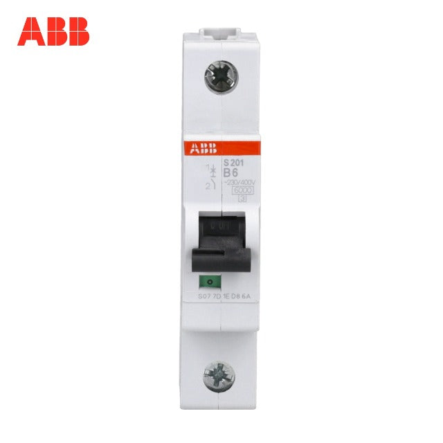 Heitronic 43650 ABB circuit-breaker 1-pole 6A B-characteristics DIN VDE 0641 | B-characteristic fuse for DIN rail mounting, switching capacity 6 kA professional screw terminal 2CDS251001R0065