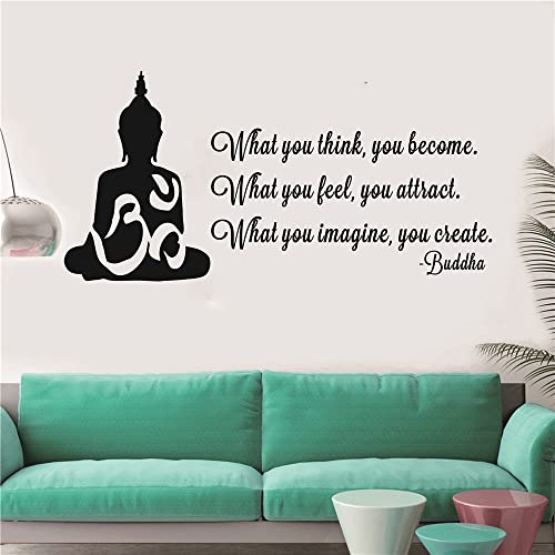 Buddha Quotes Wall Sticker, Om Symbol Meditation Spiritual Vinyl TM-106 Black