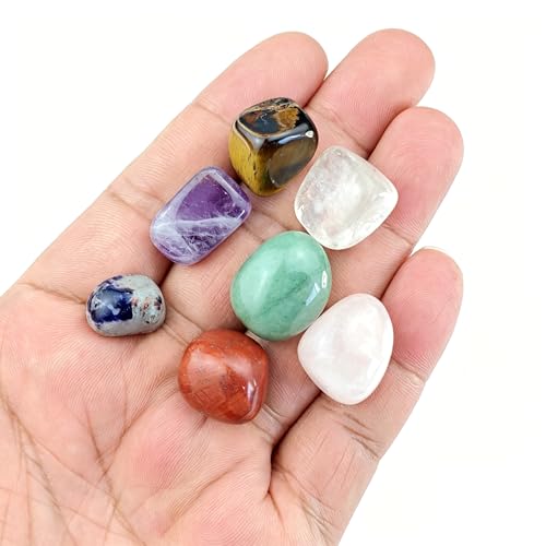 Tumbled 7 Chakra Set Natural Polished Stones Reiki Healing Crystal,Gift for Meditation Energy Balancing Spiritual Wellness Irregular Tumbled