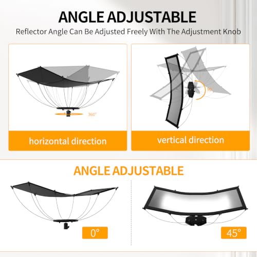 Photography Reflector with Stand, 59"x24" U-Shaped Light Reflector Kit 59"x24"