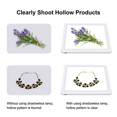 PULUZ LED Photography Shadowless Bottom Light Lamp Panel Pad for 30cm Light Box, Photography Softbox Bottom Light for Food Jewelry Cosmetic Crafts Type-C Plug 11.5*11.5 Inch