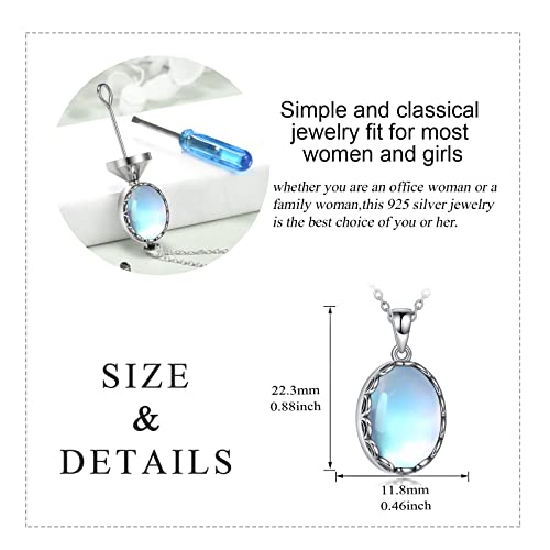 VONALA Urn Ashes Moonstone Necklace 925 Sterling Silver Pendant Memorial Keepsake Necklace Cremation Jewellery Gifts for Women Girls