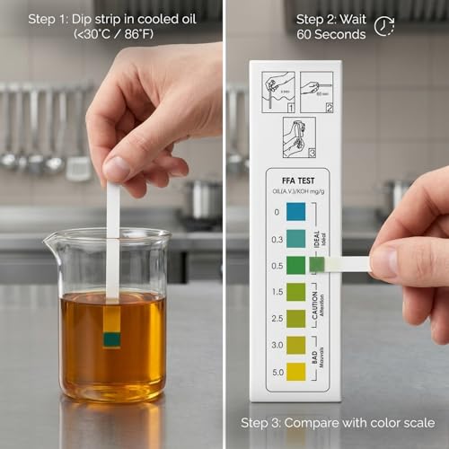 Frying Oil Test Strips FFA – Fryer Oil Quality Check HACCP – 150 Strips