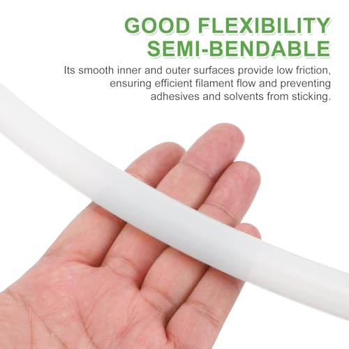 sourcing map 1M/3.3ft PTFE Tube, 12mm ID x 14mm OD Low Friction Heat Resistant PTFE Tubing for Most Drive Extruder 3D Printer Filament(White) White