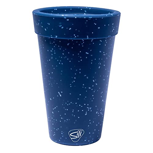 Silipint: Silicone 16oz Coffee Tumblers: 2 Pack Blue Speckled - Unbreakable Cups, Reusable, Sustainable, Flexible, Hot & Cold Drinks