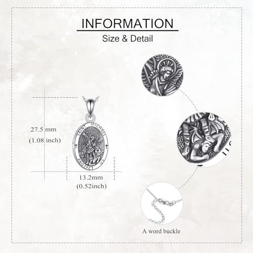 DAYLINLOVE Hecate Necklace 925 Sterling Silver Abalone Shell Oval Triple Moon Goddess Pendant Necklace Pagan Witch Proteccion Amulet Hecate Jewelry for Women Saint Michael 3