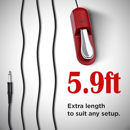VALDI BP-3 Sustain Pedal - Universal Pedal for Keyboard Piano, Digital Pianos, MIDI Keyboards & Synths - Conversion Switch for All Brands - 1/4'' Jack, Anti-Slip Design, Extended Cable (RED) RED