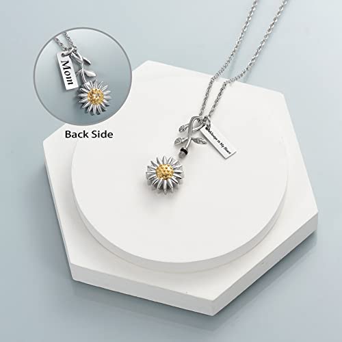 shajwo Sunflower Urn Necklace for Ashes for Women Cremation Jewelry for Human Ashes Memorial Keepsake Pendant Mom