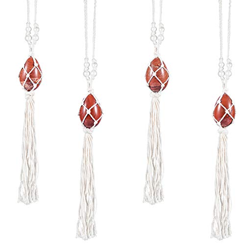 rockcloud Handmade Red Jasper Car Hanging Ornament Polished Egg Stone