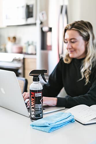 Flawless Screen Cleaner Spray with Microfiber Cleaning Cloth for LCD, LED Displays on Computer, TV, iPad, Tablet, Phone, and More (Single)