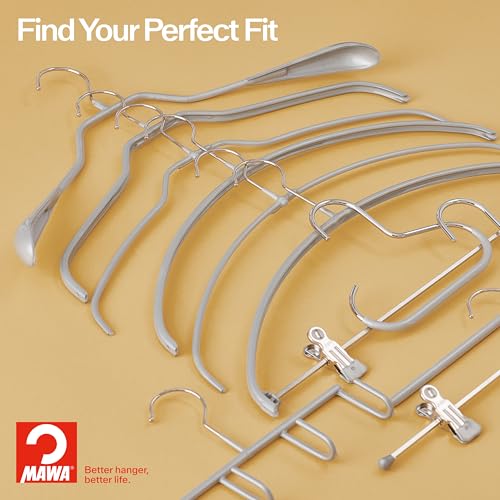 MAWA by Reston Lloyd Silhouette Series Non-Slip Coated Steel Clothes Hanger for Shirts and Dresses, Style 41/F, Set of 10, Black Pack of 10
