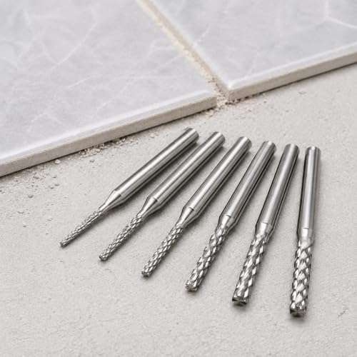Bryxium grout removal bit tool set, compatible with Dremel, 1/8, 3/32, and 1/16 inch installer drill bits