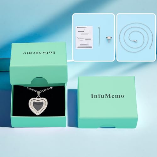 Glass Heart Cremation Urn Necklace for Ashes Stainless Steel Memorial Ash Pendant Keepsake Jewelry Cremation Jewelry for Women Silver